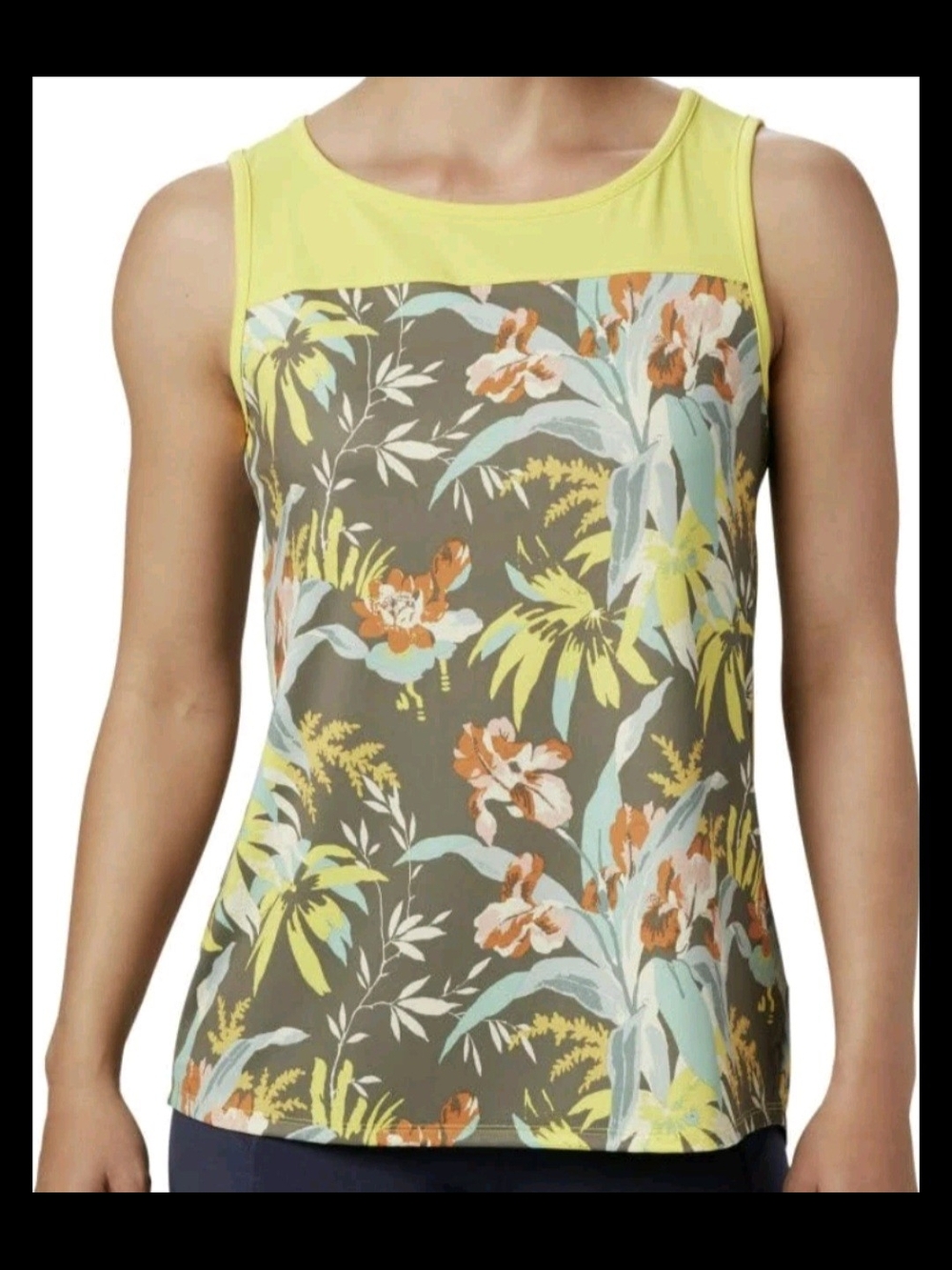 Columbia Tropical Floral Tank Top in Yellow and Olive